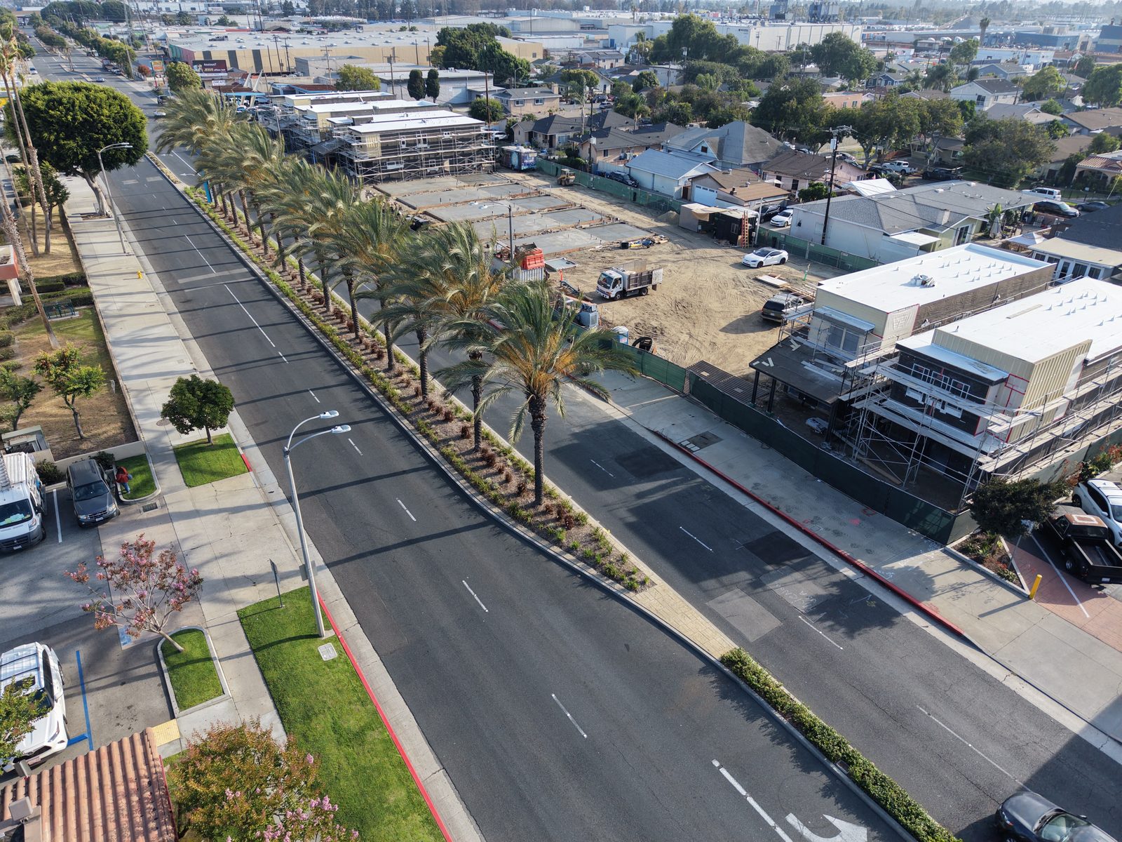 Entrada along the Paramount Boulevard frontage, June 2026