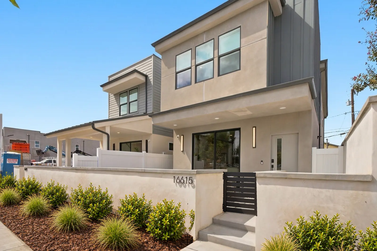 Entrada front elevations from Paramount Boulevard